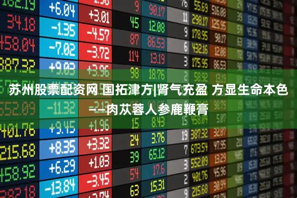 苏州股票配资网 国拓津方|肾气充盈 方显生命本色——肉苁蓉人参鹿鞭膏