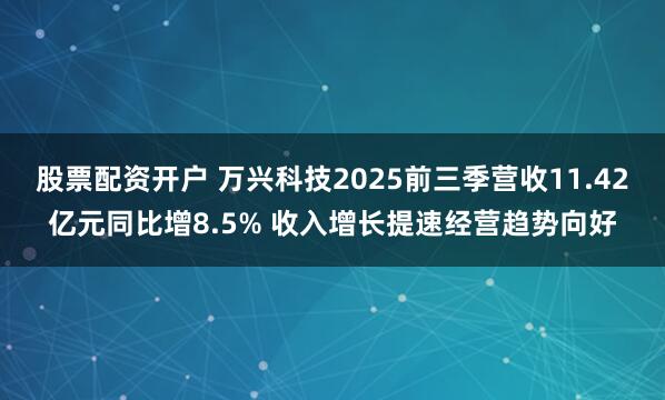 股票配资开户 万兴科技2025前三季营收11.42亿元同比增8.5% 收入增长提速经营趋势向好